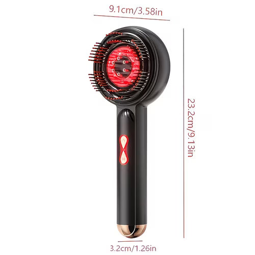 Rechargeable Scalp Massage with Light Therapy Comb with Essential Oil Applicator, 3 Vibration Modes, Ergonomic Design, LCD Display, Including 18650 Series Battery