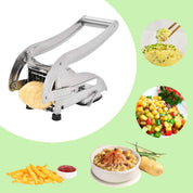 French Fry Cutter with 2 Blades, Professional Potato Cutter Stainless Steel, Potato Slicer French Fries, Press French Fries Cutter for Potato Cucumber Carrot Onion Vegetables