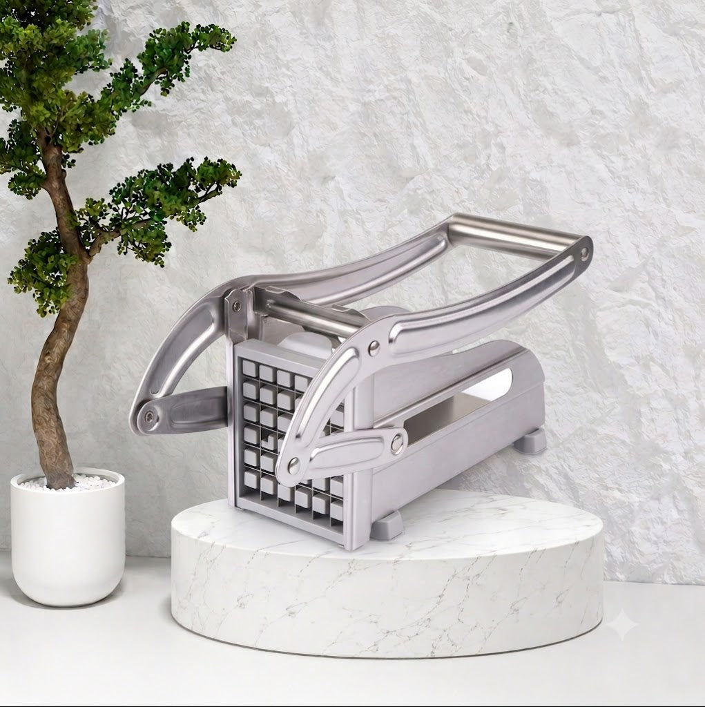 French Fry Cutter with 2 Blades, Professional Potato Cutter Stainless Steel, Potato Slicer French Fries, Press French Fries Cutter for Potato Cucumber Carrot Onion Vegetables