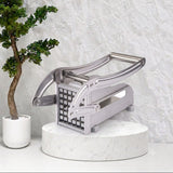French Fry Cutter with 2 Blades, Professional Potato Cutter Stainless Steel, Potato Slicer French Fries, Press French Fries Cutter for Potato Cucumber Carrot Onion Vegetables
