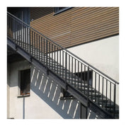 Custom Modern Indoor Fireproof Steel Escape Staircase Durable Fire Safety Ladder with Glass Railing