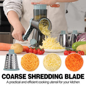 3 in 1 Rotary Cheese Grater Versatile Manual Vegetable Slicer Peanut Nuts Grinder Cheese Vegetable Shredder