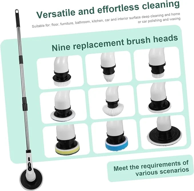 Electric Spin Scrubber, Electric Cleaning Brush with 8 Replaceable Brush Heads,Cordless Rechargeable Bathroom Scrubber with Detachable Handle,Waterproof Shower Power Scrubber for Bathroom Kitchen Car Brand
