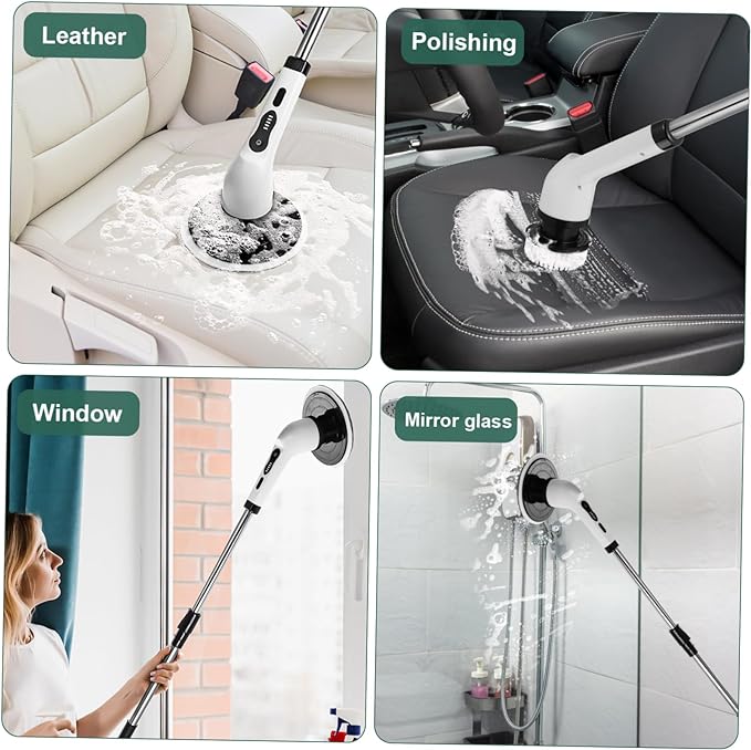 Electric Spin Scrubber, Electric Cleaning Brush with 8 Replaceable Brush Heads,Cordless Rechargeable Bathroom Scrubber with Detachable Handle,Waterproof Shower Power Scrubber for Bathroom Kitchen Car Brand