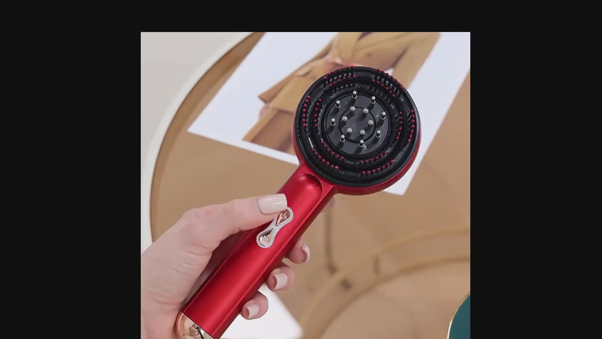 Rechargeable Scalp Massage with Light Therapy Comb with Essential Oil Applicator, 3 Vibration Modes, Ergonomic Design, LCD Display, Including 18650 Series Battery