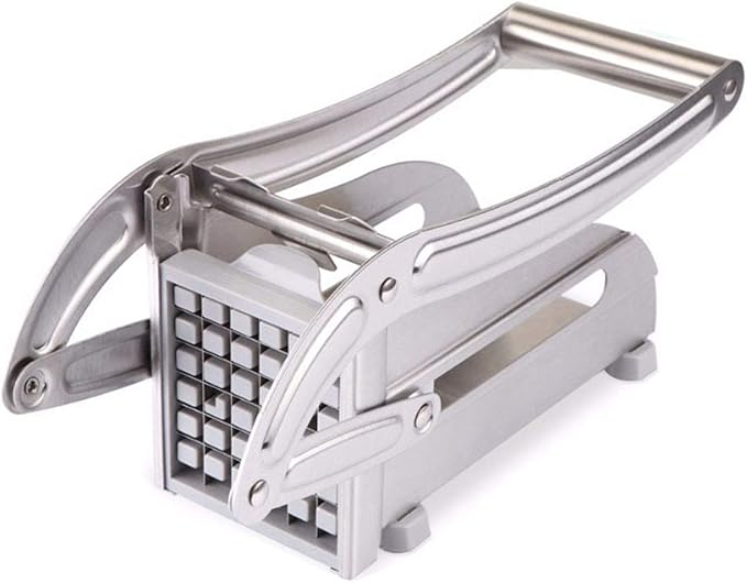 French Fry Cutter with 2 Blades, Professional Potato Cutter Stainless Steel, Potato Slicer French Fries, Press French Fries Cutter for Potato Cucumber Carrot Onion Vegetables
